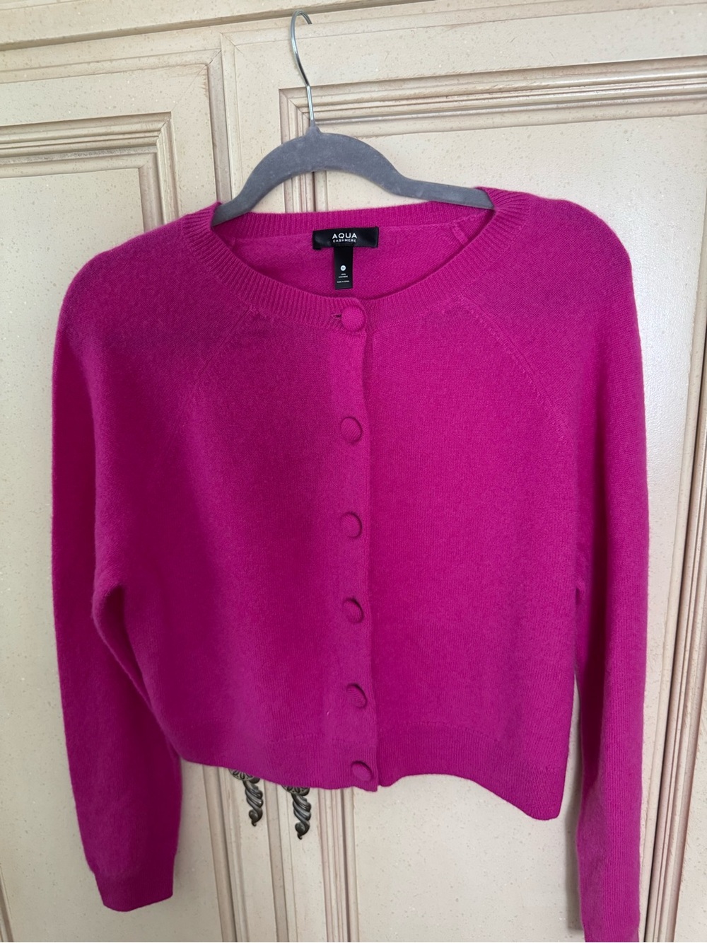 Aqua Bright Fuchsia Button-Front Cardigan Sweater